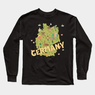 Germany Illustrated Map Long Sleeve T-Shirt